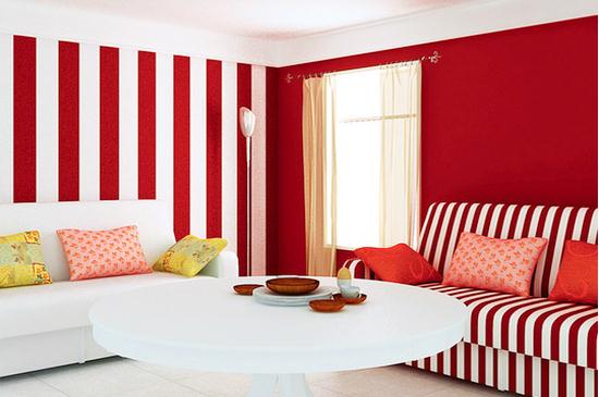 如火焰般熱情奔放的鮮艷紅色能驅散冷清，營造出暖洋洋的家居氛圍，也是中國人傳統觀念中的喜慶吉祥的代表色。使用紅色涂料作為墻面涂料時，要注意不要將所有墻面涂成紅的，過多的紅色會對人的視力、情緒造成影響。