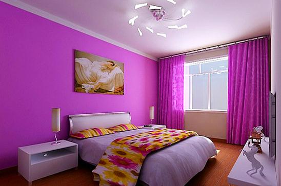 東西朝向的房間在夏天的時候往往會被太陽烤得火熱，使用紫色既能夠減低熱度，又能夠保持暖意，也是一種不錯的墻面顏色。 